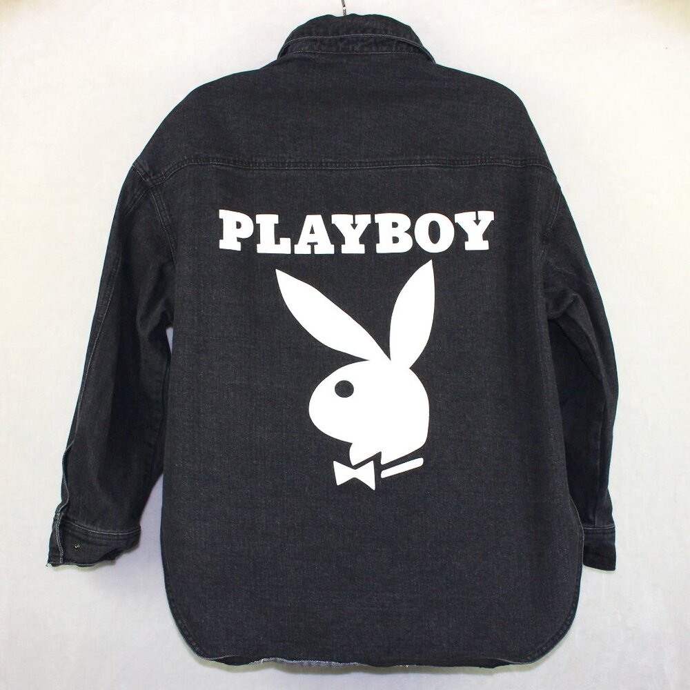 Playboy Denim Button Up Jacket Women Large
